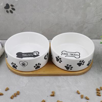pet bowl with bamboo holder