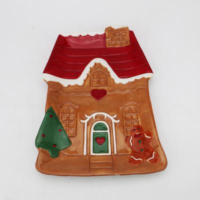 christmas house plate